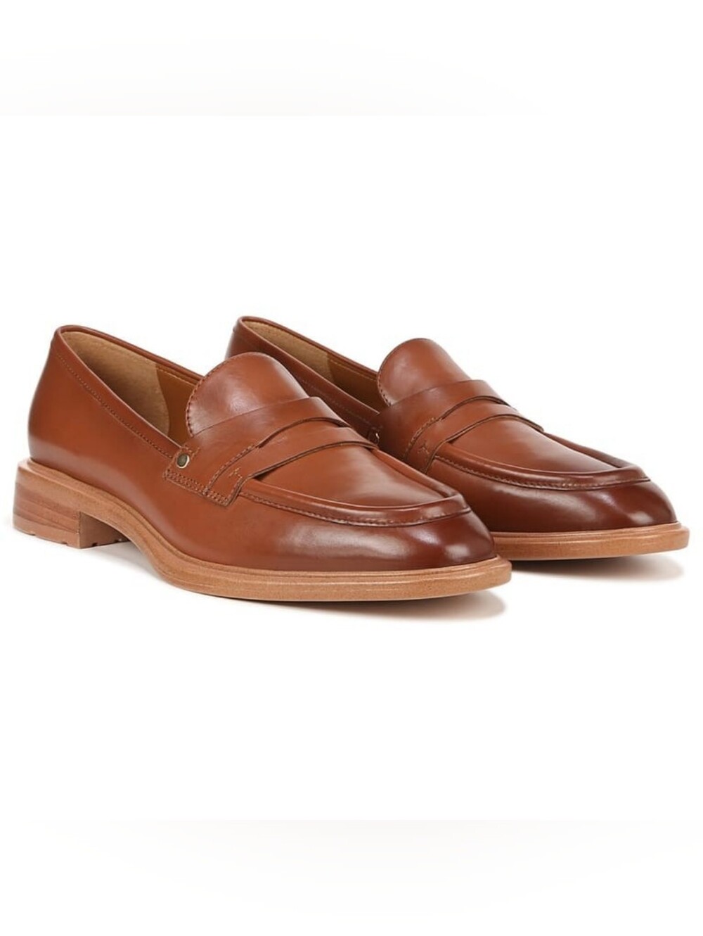 Franco Sarto Edith Almond Toe Penny Loafers Tobacco Brown Leather Size 5.5